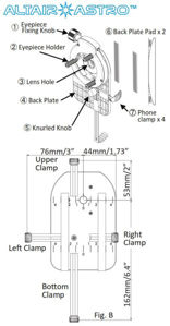 Bild von Altair universeller Smartphone Adapter (Handy Halterung) für Teleskope, Spektive und Ferngläser