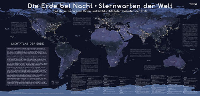 Bild von Poster: Die Erde bei Nacht / Sternwarten der Welt