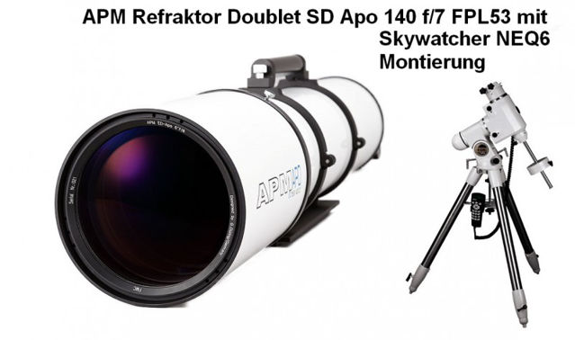 Picture of APM Refractor Telescope Doublet SD Apo 140 f/7 FPL53 OTA with 2.5" focuser and NEQ6 Mount