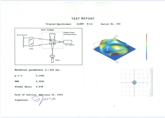 Picture of APM - LZOS Apo-Refraktoren - 280 f/10 Apochromat, Lens in Cell