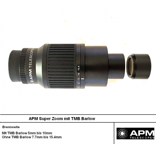 Bild von APM Super Zoom Okular mit TMB Barlow