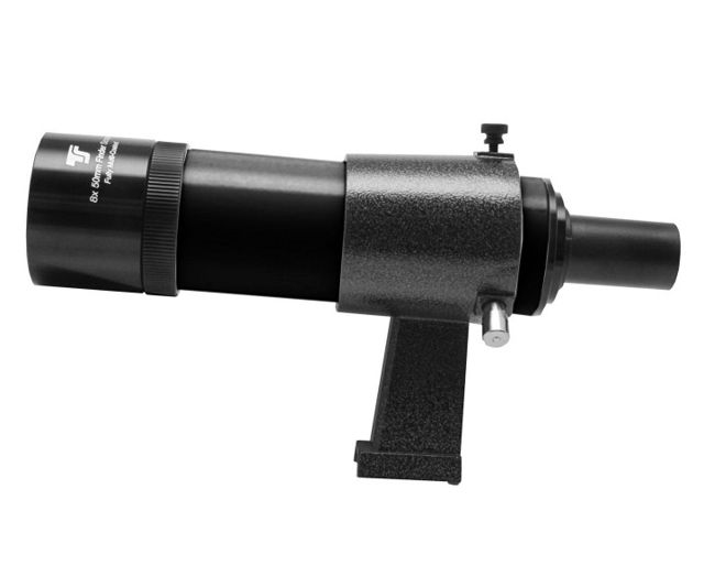 Picture of TS-Optics 8x50 Finder - straight view, black colour and with adjustable bracket