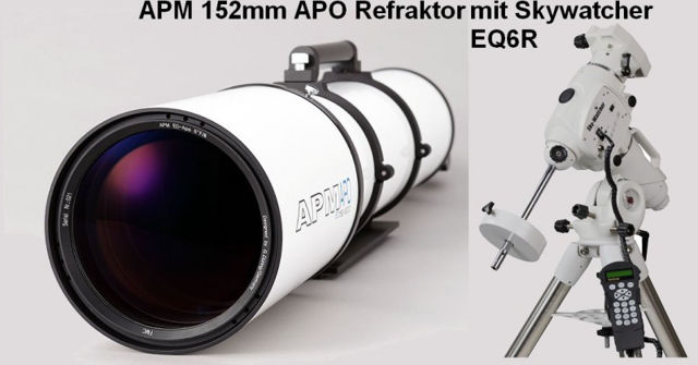 Bild von APM Refraktor Teleskop Doublet ED Apo 152 f/7,9 OTA mit 3.7" Auszug mit Skywatcher EQ6-R PRO SynScan Montierung