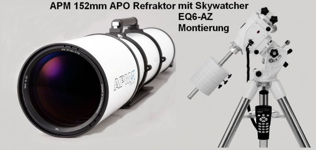 Picture of APM Refractor Telescope Doublet ED Apo 152 f/7.9 OTA with 3.7" focuser with Skywatcher AZ-EQ6GT SynScan Mount