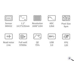 Picture of ZWO ASI432MM Mono USB3.0 Astro Camera - Sensor D=17.6 mm, 9.0 µm Pixel Size