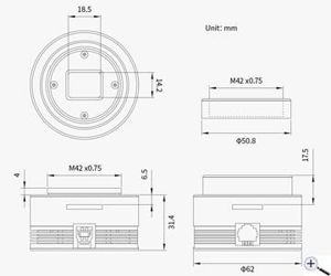 Picture of ZWO ASI432MM Mono USB3.0 Astro Camera - Sensor D=17.6 mm, 9.0 µm Pixel Size