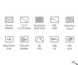 Bild von ZWO ASI585MC Farb USB3.0 Astrokamera - Sensor D=12,84 mm, 2,9 µm Pixelgröße