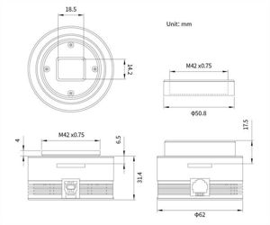 ZWO ASI585MM Mono USB3.0 Astrokamera - Sensor D=12,84 mm, 2,9 µm Pixelgröße
