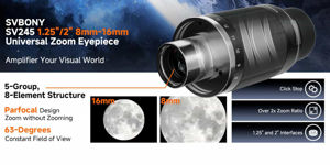 SV245 Zoom-Okular 8–16 mm, Sichtfeld 63°, parfokales Design mit ClickStop für die visuelle Planetenbeobachtung und Binokularbeobachtung