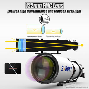 SVBONY SV550 APO Refraktor, Apochromatisches Triplet 122mm f/7 Teleskop für Deep-Sky-Astrofotografie [F9381C]