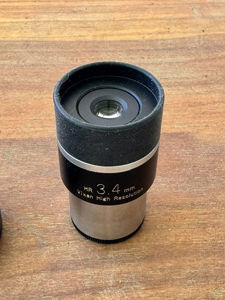 Picture of Vixen HR 3.4 mm planetary eyepiece with caps on both ends, in original Vixen box
