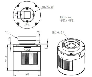 ZWO MONO Astrokamera ASI533MM Pro gekühlt, Chip D= 16 mm, 3,76 µm Pixelgröße