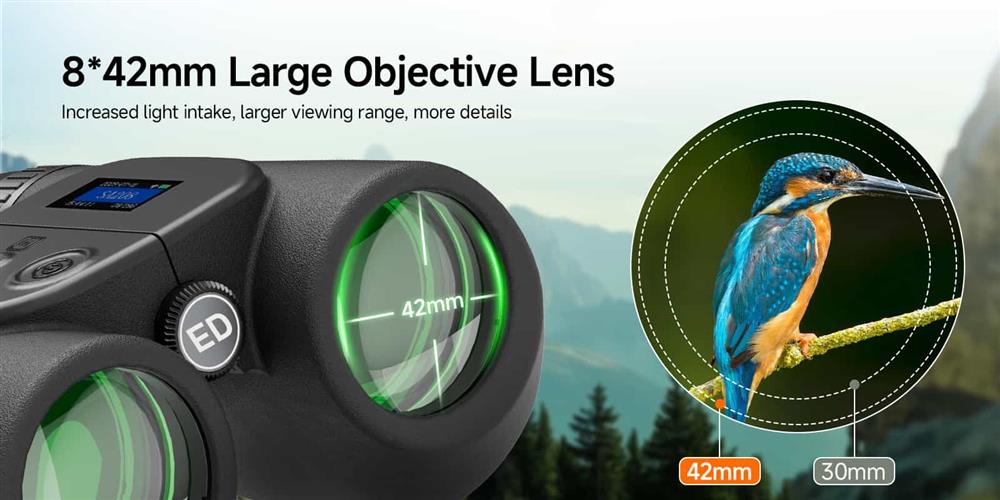 SA208 8x42 Integrated ED Binoculars with photos and videos (6MP) – for Bird Watching & Outdoor Observation